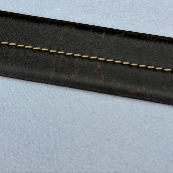 Via Veneto Belt Men’s 36 Brown‎ Genuine Leather Silver Buckle Contrast Stitching - Picture 10 of 10